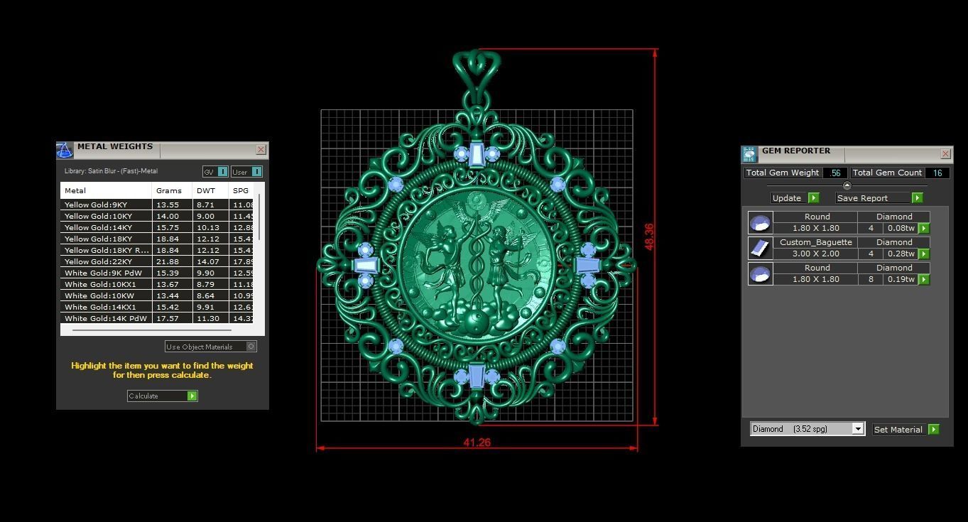 Gemini with Caduceus pendant - Zodiac 3D print model 3D print model_14