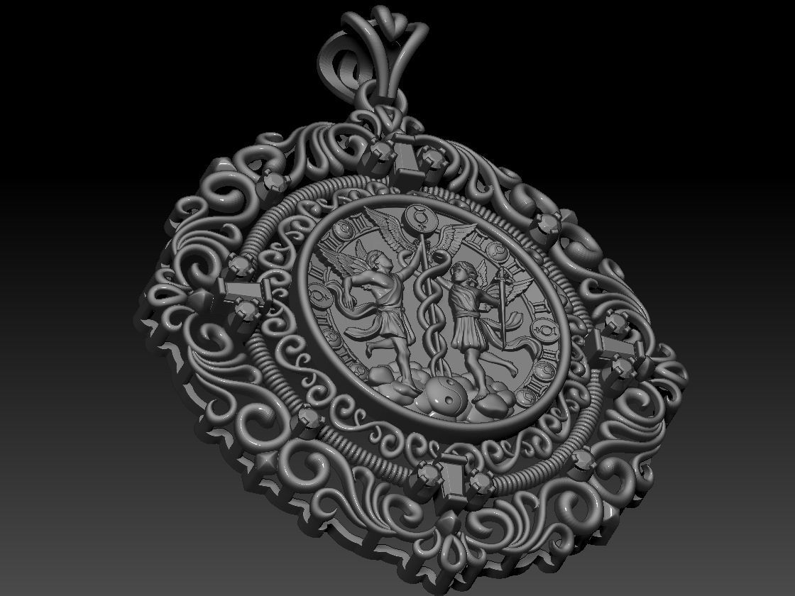 Gemini with Caduceus pendant - Zodiac 3D print model 3D print model_11