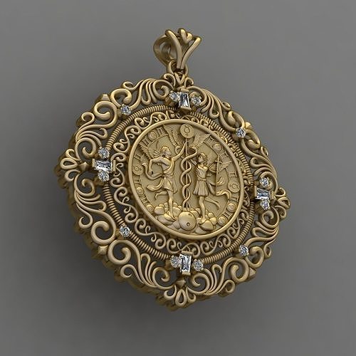 Gemini with Caduceus pendant - Zodiac 3D print model 3D print model