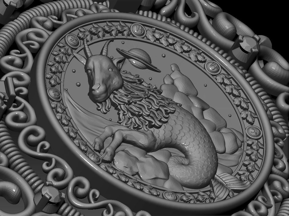Zodiac sign Horoscope Capricorn pendent 3d Print Model 3D print model_6