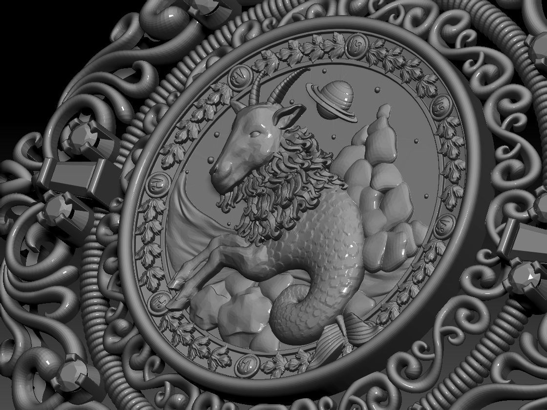 Zodiac sign Horoscope Capricorn pendent 3d Print Model 3D print model_7