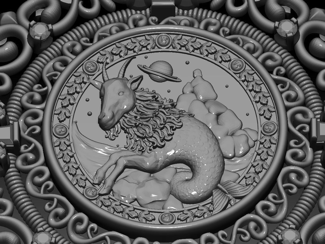 Zodiac sign Horoscope Capricorn pendent 3d Print Model 3D print model_1