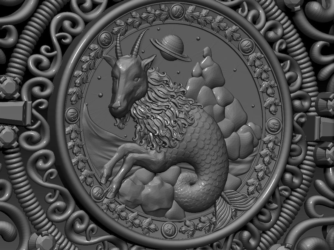 Zodiac sign Horoscope Capricorn pendent 3d Print Model 3D print model_2