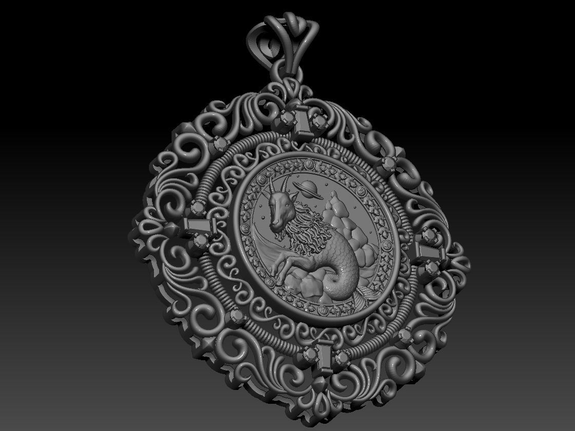 Zodiac sign Horoscope Capricorn pendent 3d Print Model 3D print model_4