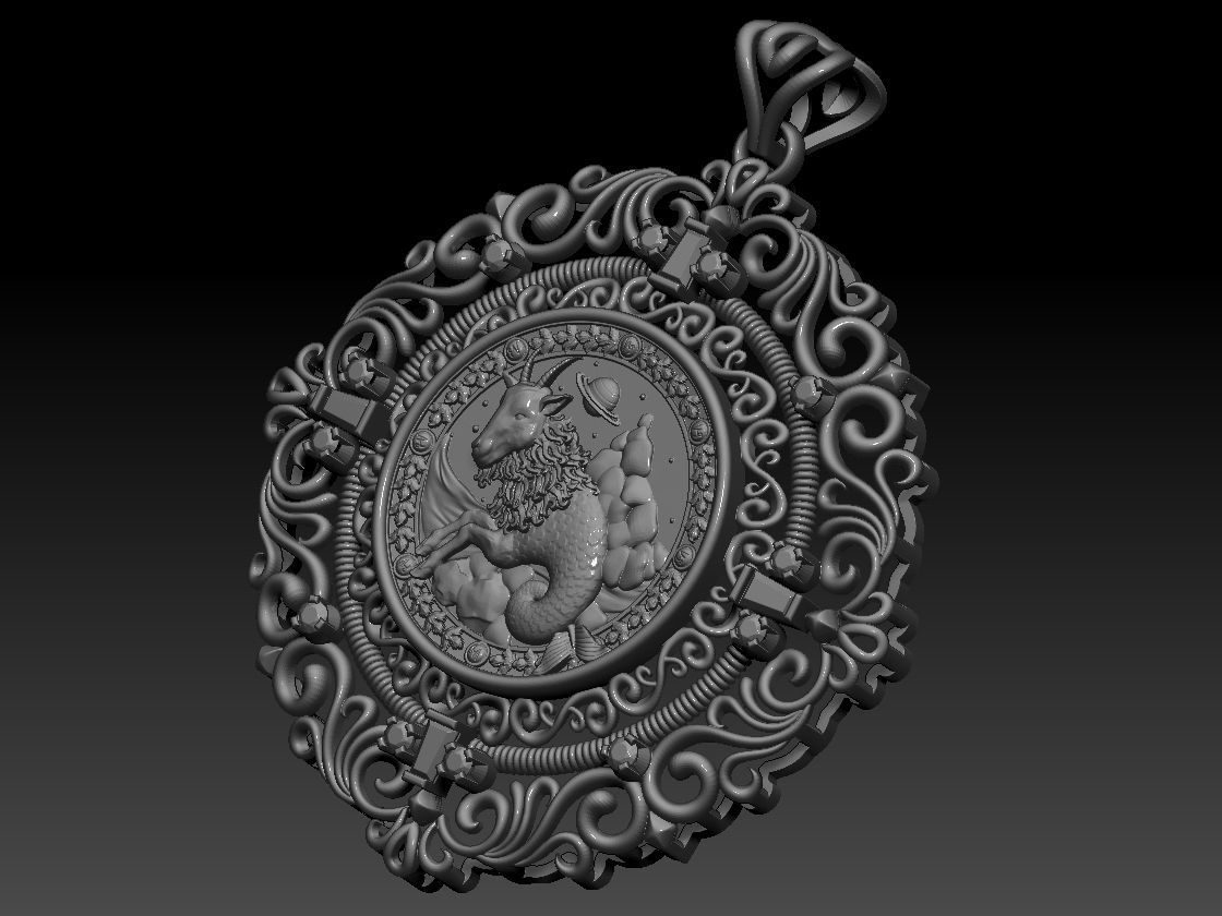 Zodiac sign Horoscope Capricorn pendent 3d Print Model 3D print model_5