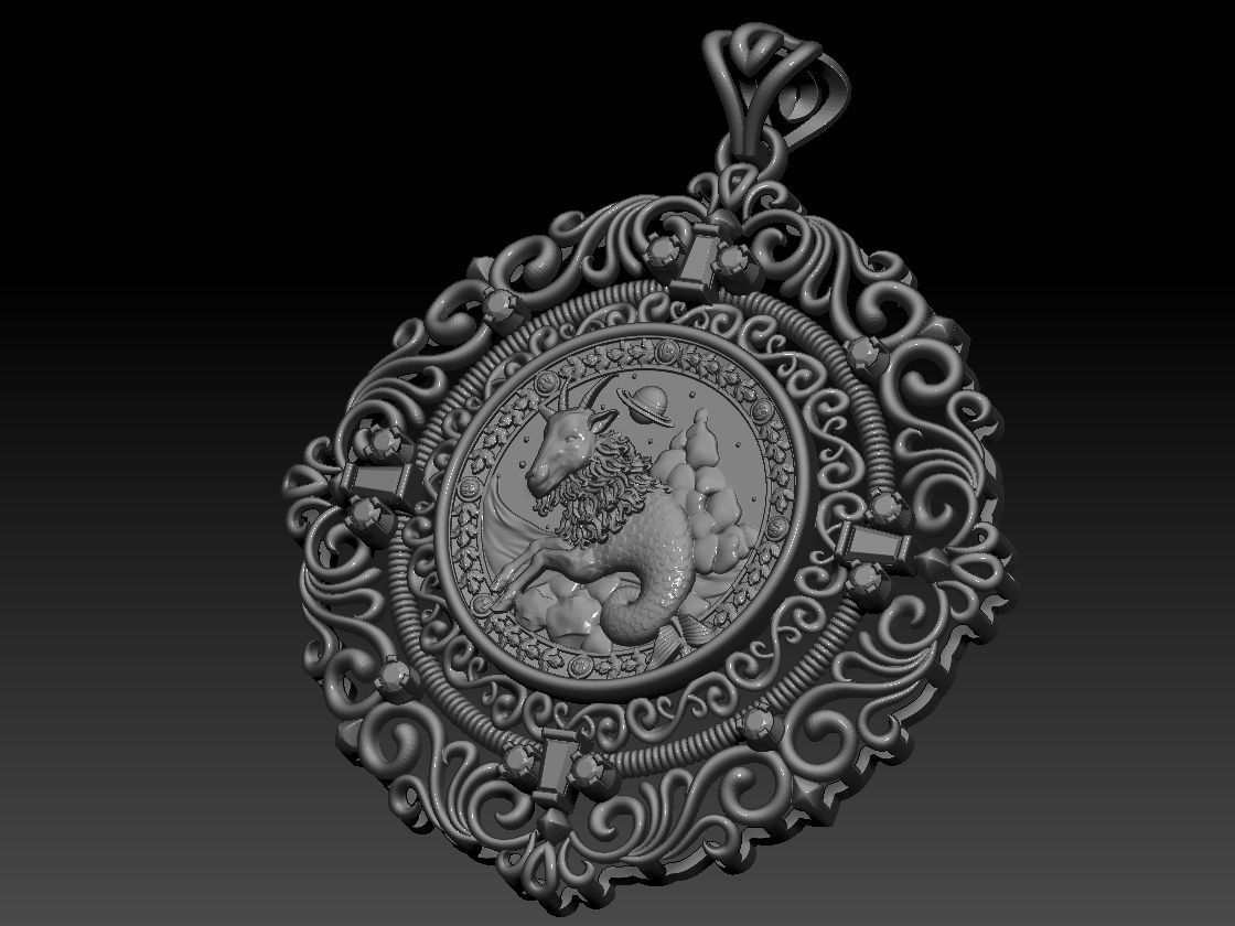 Zodiac sign Horoscope Capricorn pendent 3d Print Model 3D print model_8