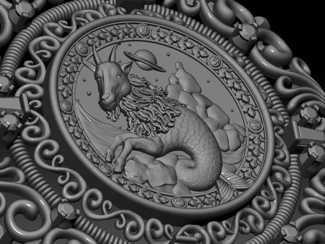 Zodiac sign Horoscope Capricorn pendent 3d Print Model 3D print model_9