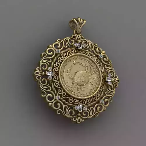 Zodiac sign Horoscope Cancer pendant 3d Print Model
