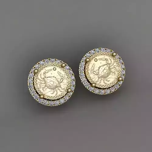 Zodiac sign Cancer Horoscope earring 3d Print Model