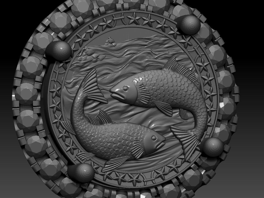 Zodiac sign Fishes Horoscope earring 3d Print Model 3D print model_3