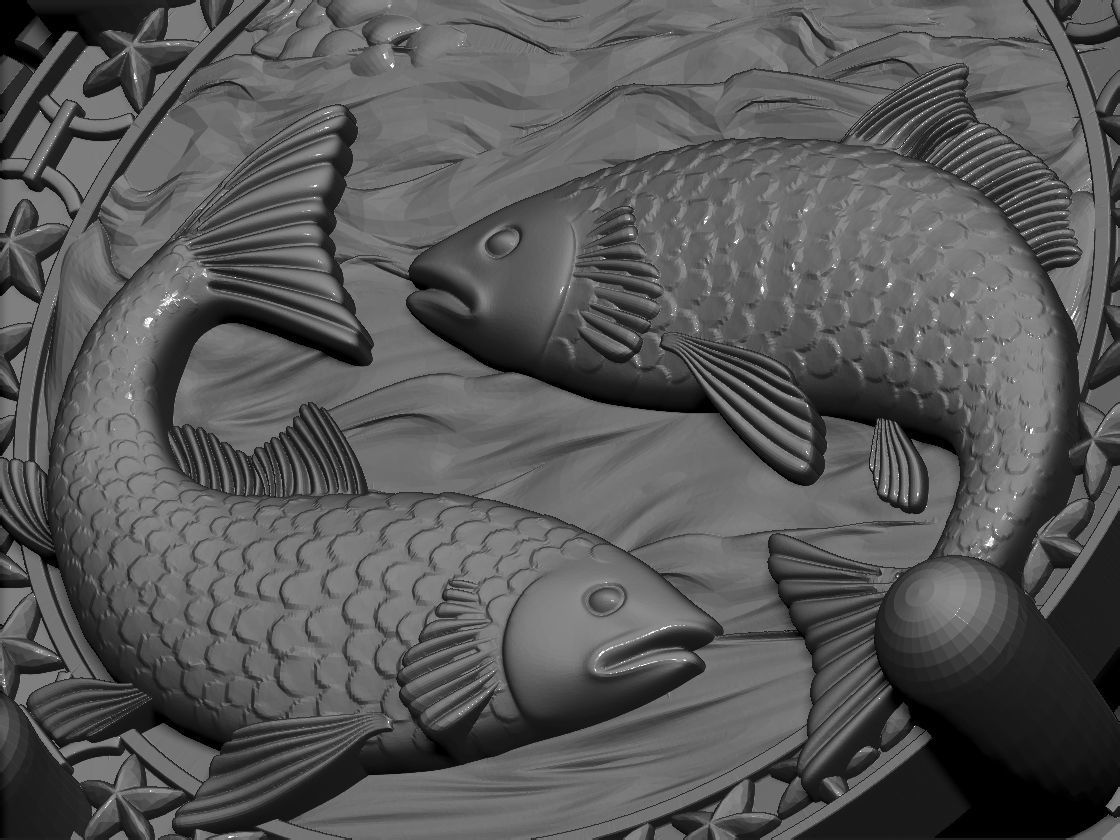 Zodiac sign Fishes Horoscope earring 3d Print Model 3D print model_6