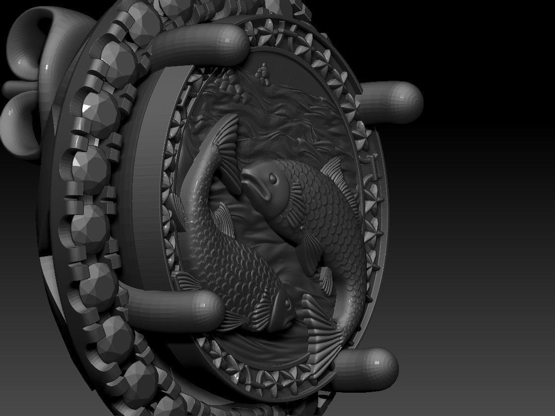 Zodiac sign Fishes Horoscope earring 3d Print Model 3D print model_7