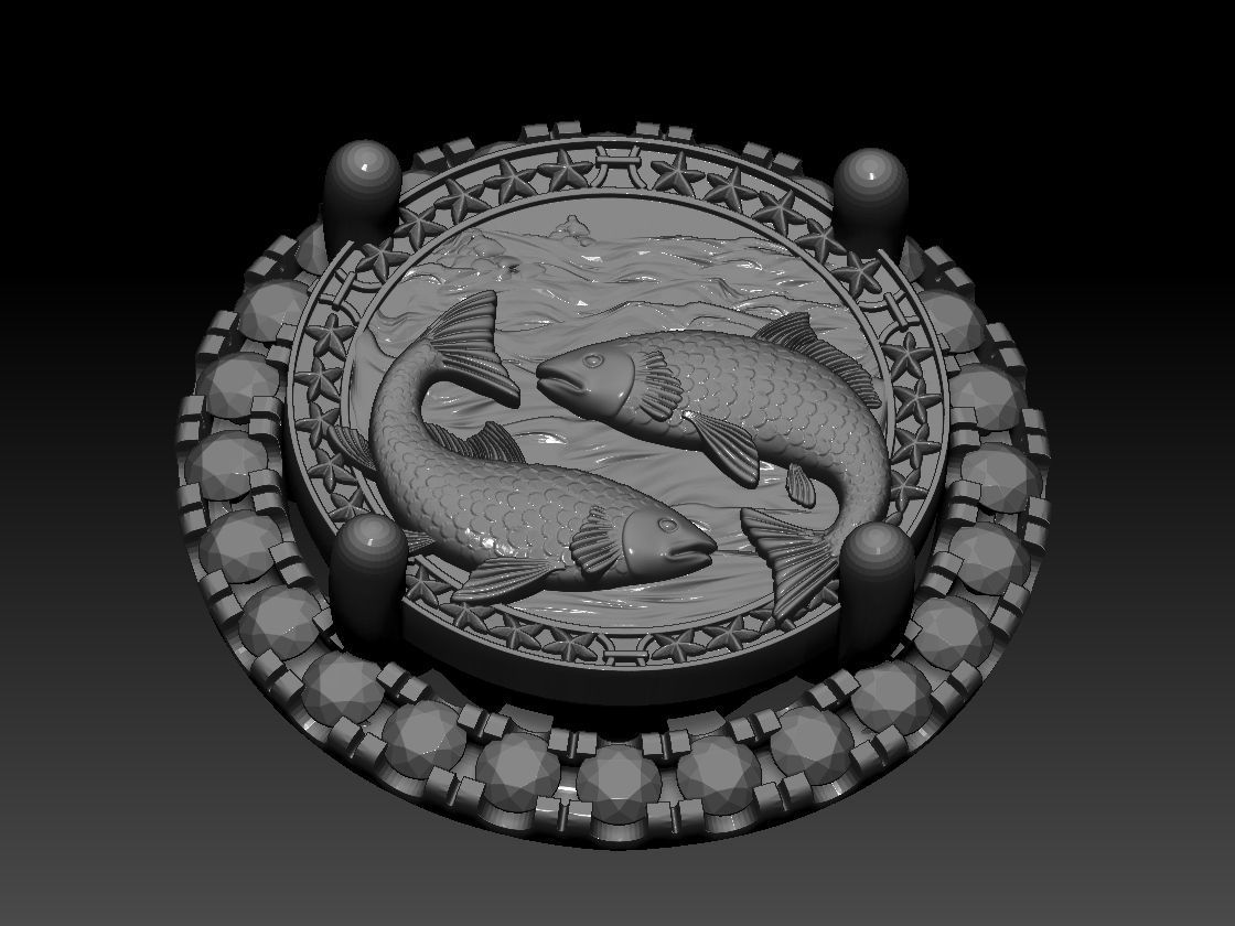 Zodiac sign Fishes Horoscope earring 3d Print Model 3D print model_1