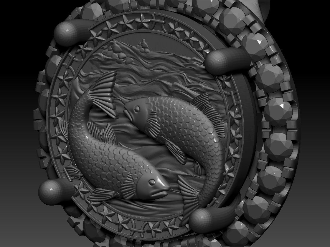 Zodiac sign Fishes Horoscope earring 3d Print Model 3D print model_2