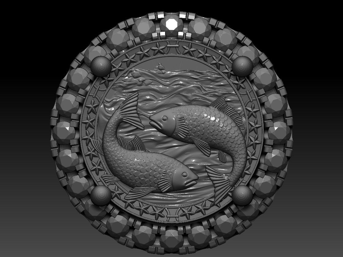 Zodiac sign Fishes Horoscope earring 3d Print Model 3D print model_4