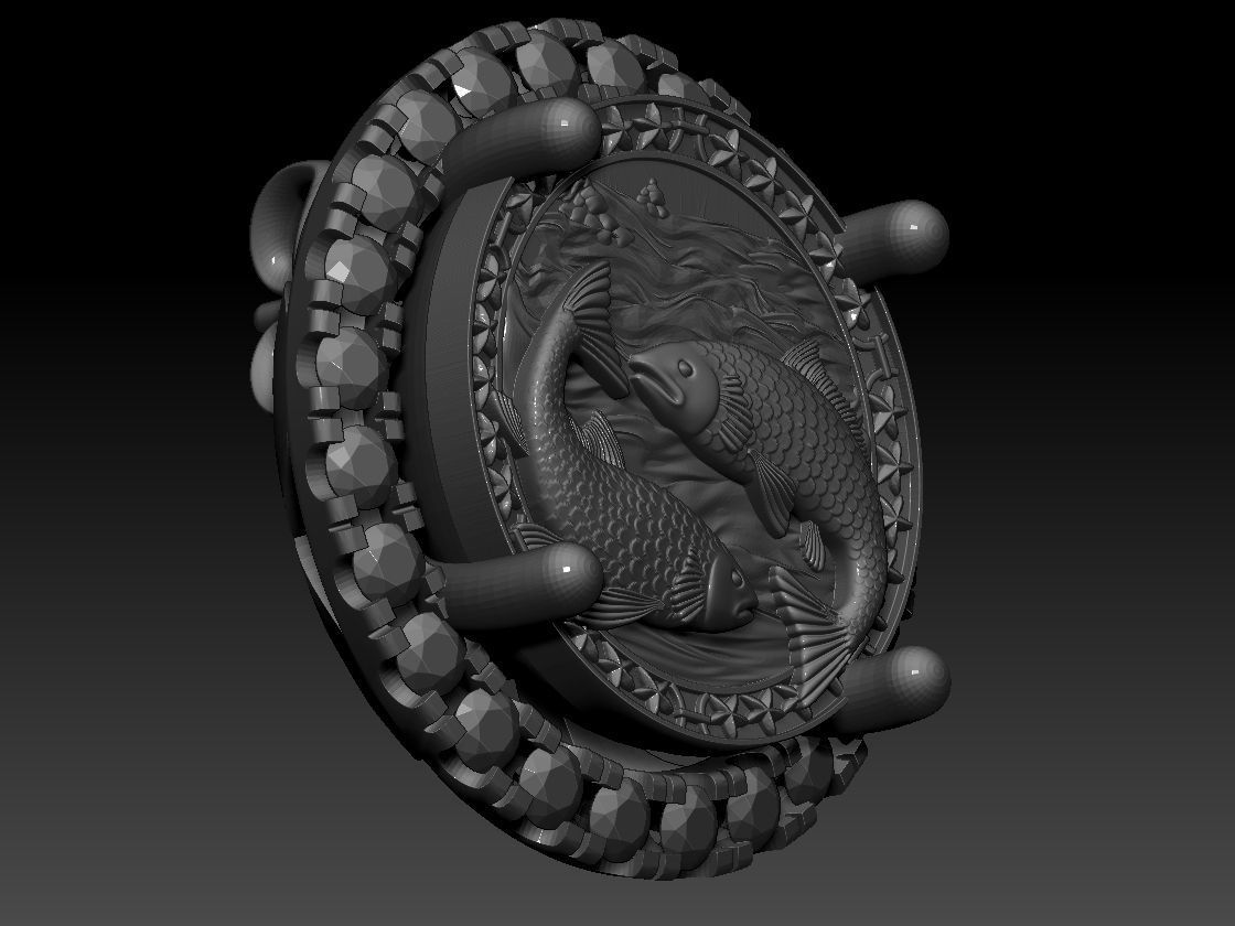 Zodiac sign Fishes Horoscope earring 3d Print Model 3D print model_5