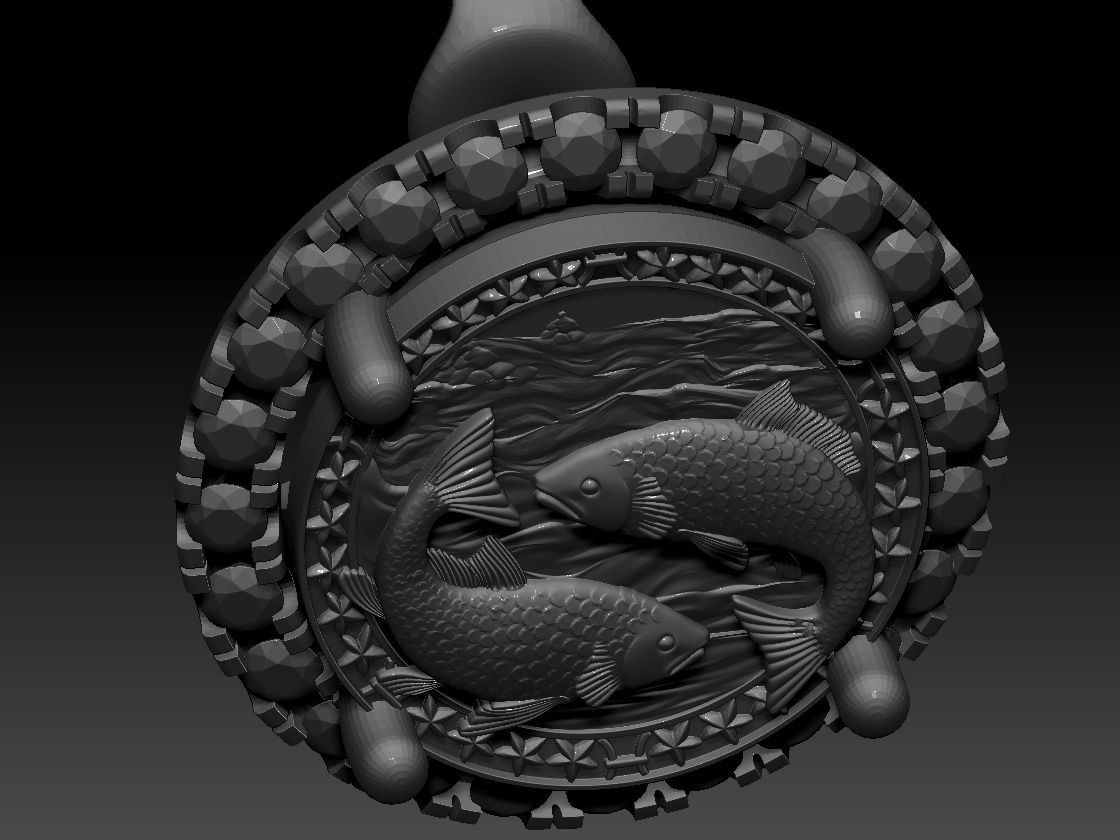Zodiac sign Fishes Horoscope earring 3d Print Model 3D print model_9