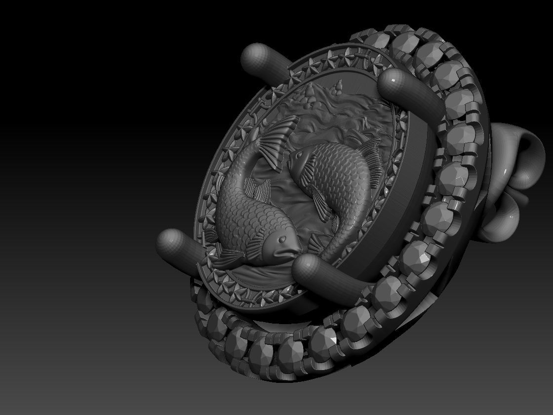 Zodiac sign Fishes Horoscope earring 3d Print Model 3D print model_8