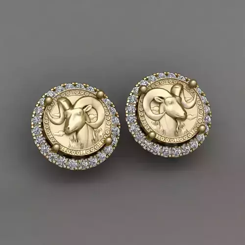 Zodiac sign Aries Horoscope earring 3d print Model