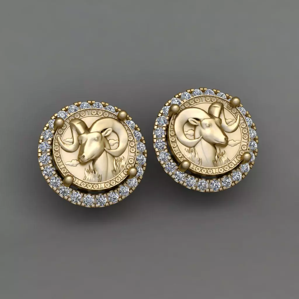 Zodiac sign Aries Horoscope earring 3d print Model 3D print model_0