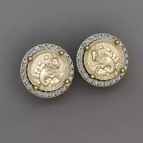 Zodiac sign Capricorn Horoscope earring 3d Print Model