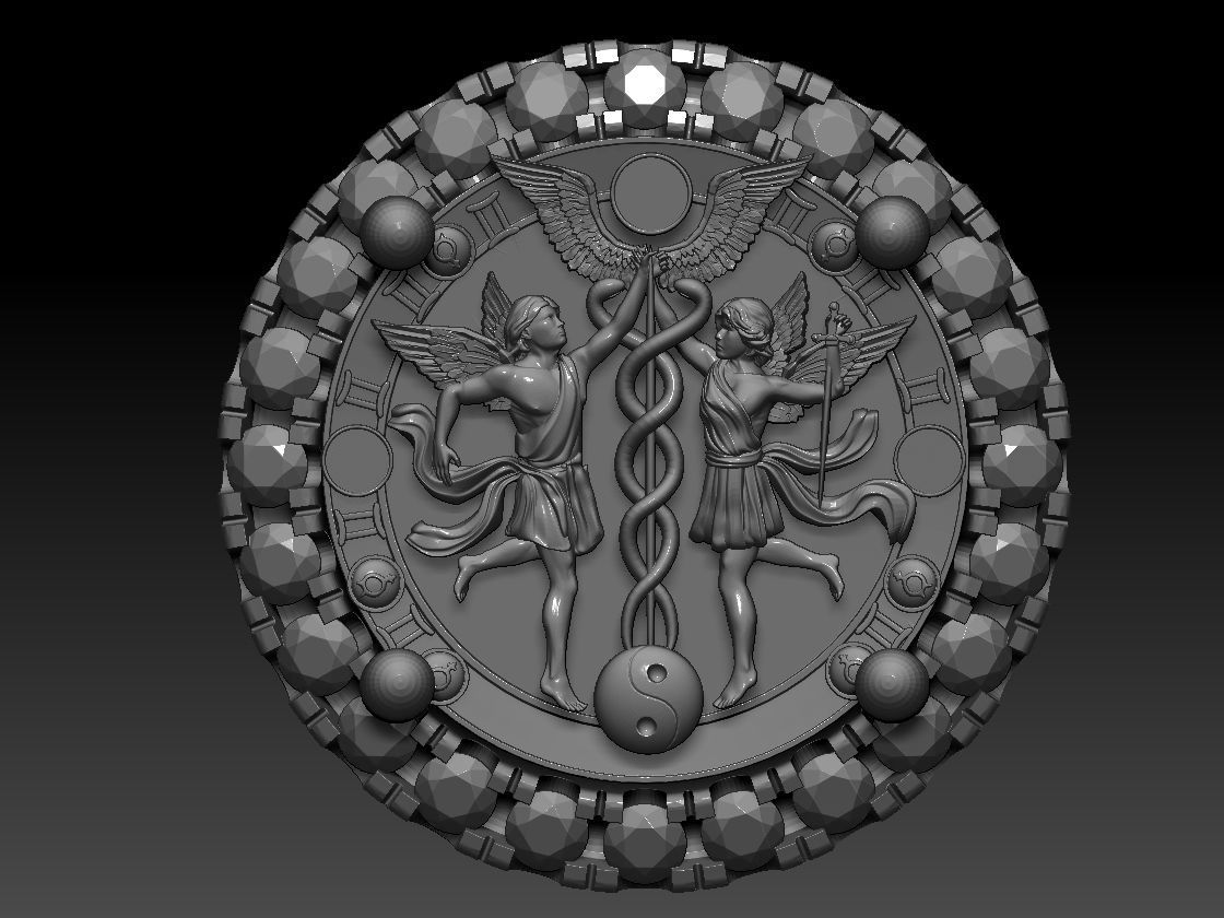 GEMINI ZODIAC ROUND Horoscope earring 3d Print Model 3D print model_1