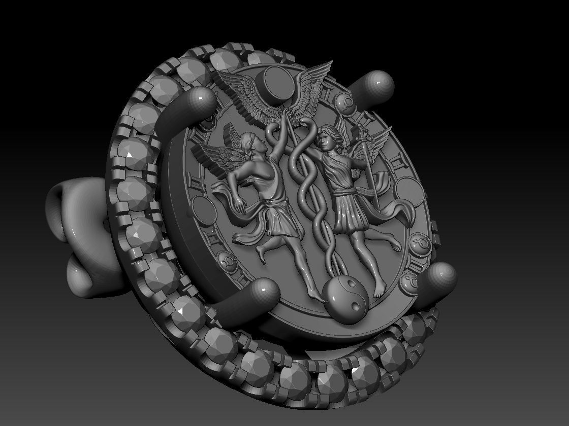 GEMINI ZODIAC ROUND Horoscope earring 3d Print Model 3D print model_8