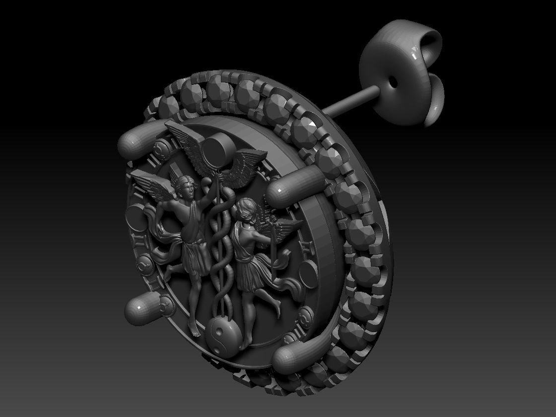 GEMINI ZODIAC ROUND Horoscope earring 3d Print Model 3D print model_6