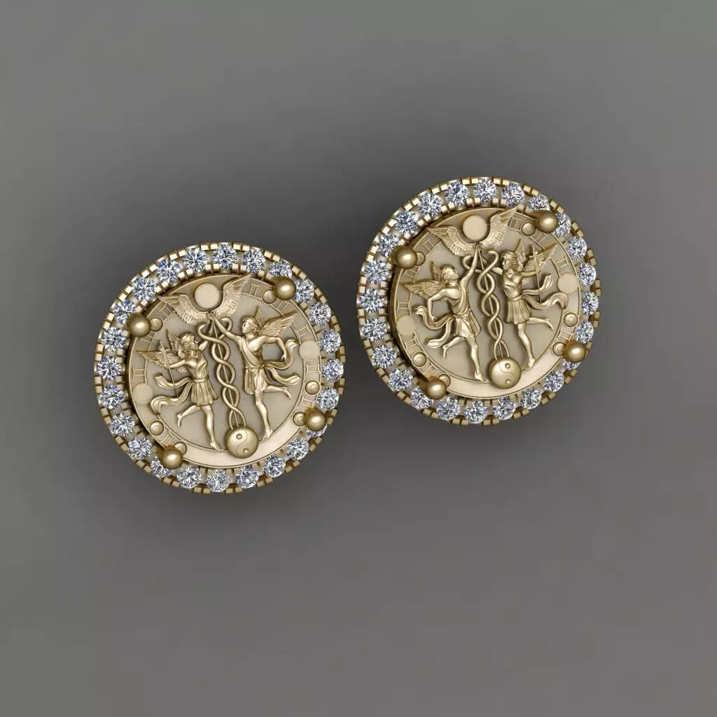 GEMINI ZODIAC ROUND Horoscope earring 3d Print Model 3D print model_0