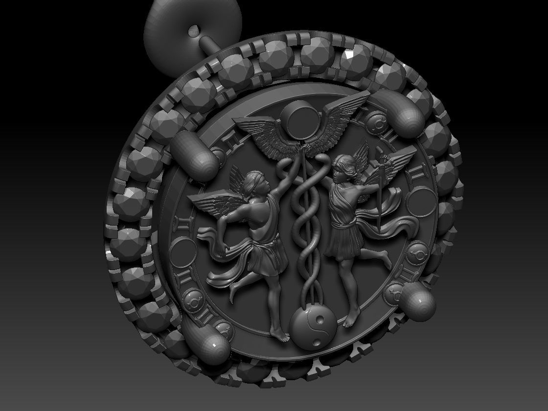 GEMINI ZODIAC ROUND Horoscope earring 3d Print Model 3D print model_9