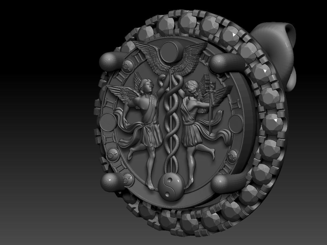 GEMINI ZODIAC ROUND Horoscope earring 3d Print Model 3D print model_7