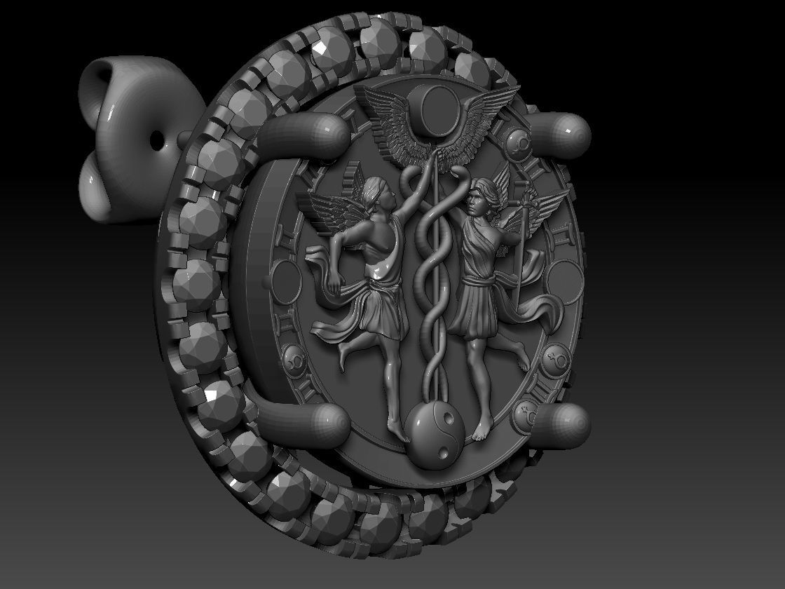 GEMINI ZODIAC ROUND Horoscope earring 3d Print Model 3D print model_3