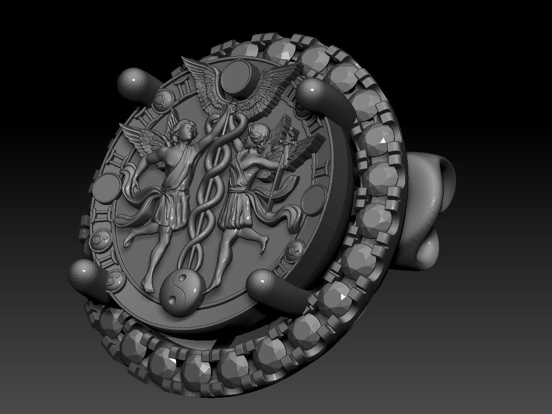 GEMINI ZODIAC ROUND Horoscope earring 3d Print Model 3D print model_2