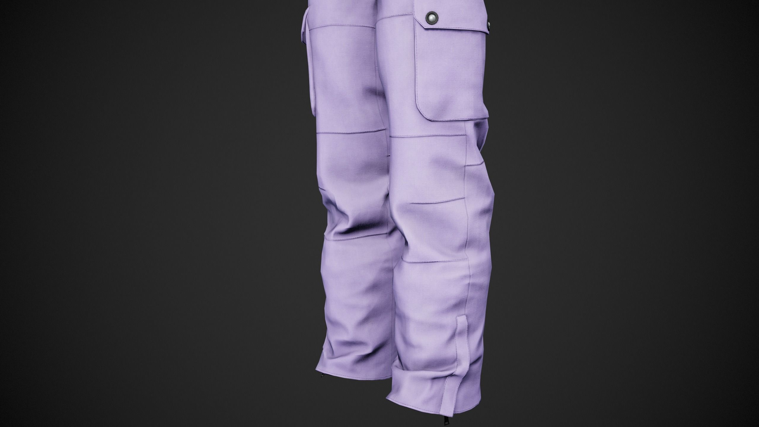 Light Violet Snowboard Pants Style 2 Low-poly 3D model_3