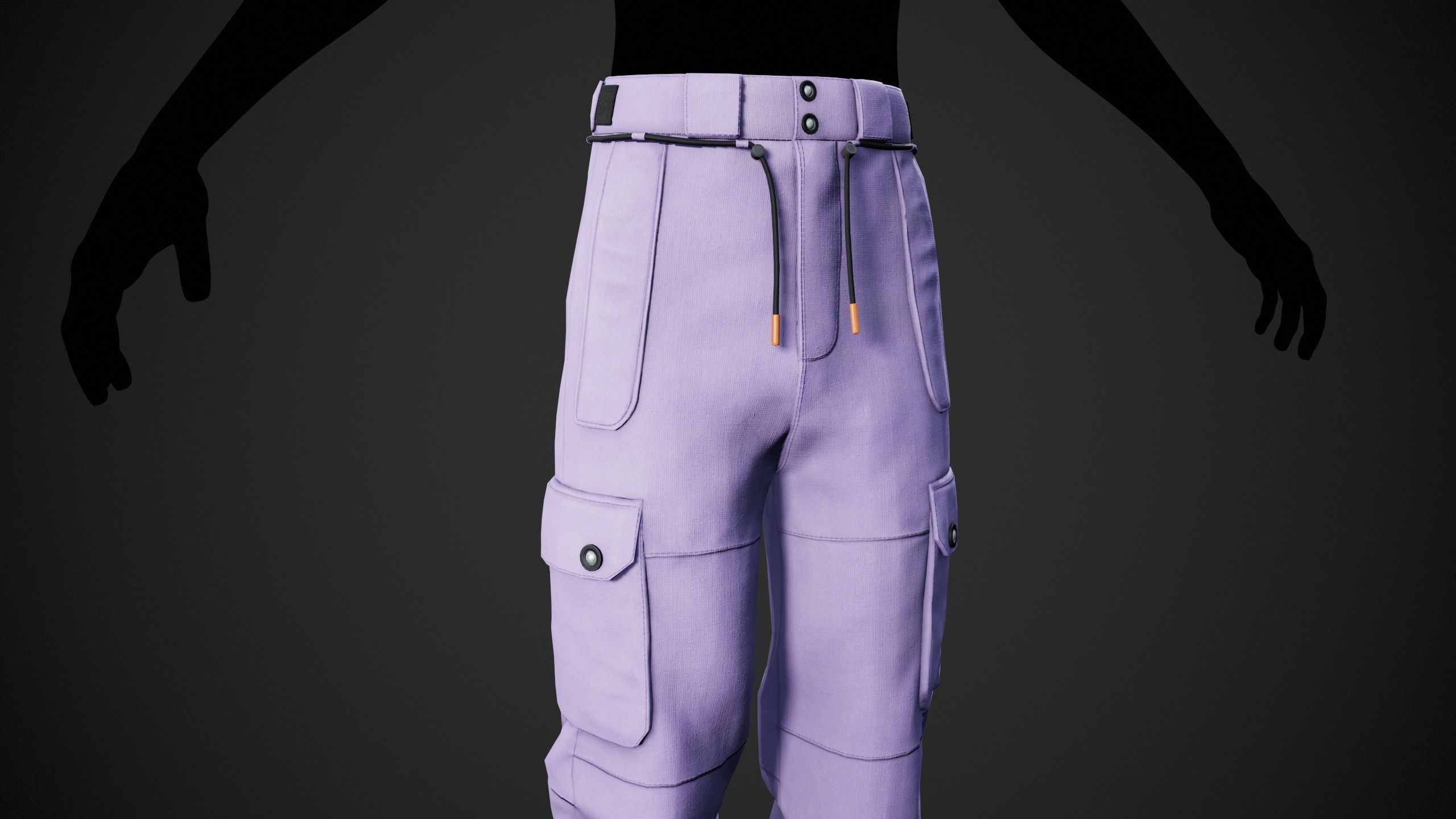 Light Violet Snowboard Pants Style 2 Low-poly 3D model_4