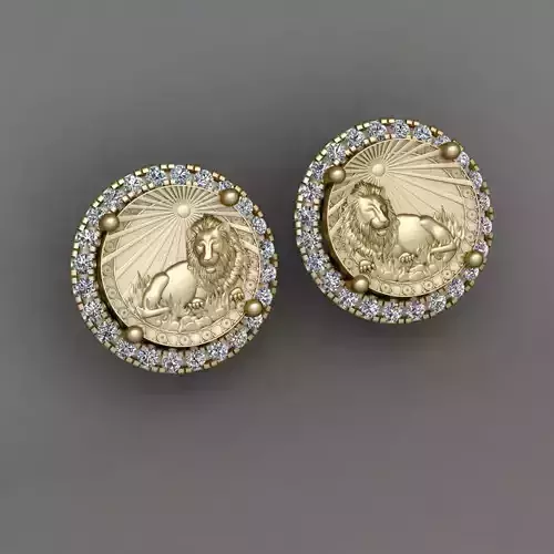 Zodiac sign Lion Horoscope earring  3d Print Model
