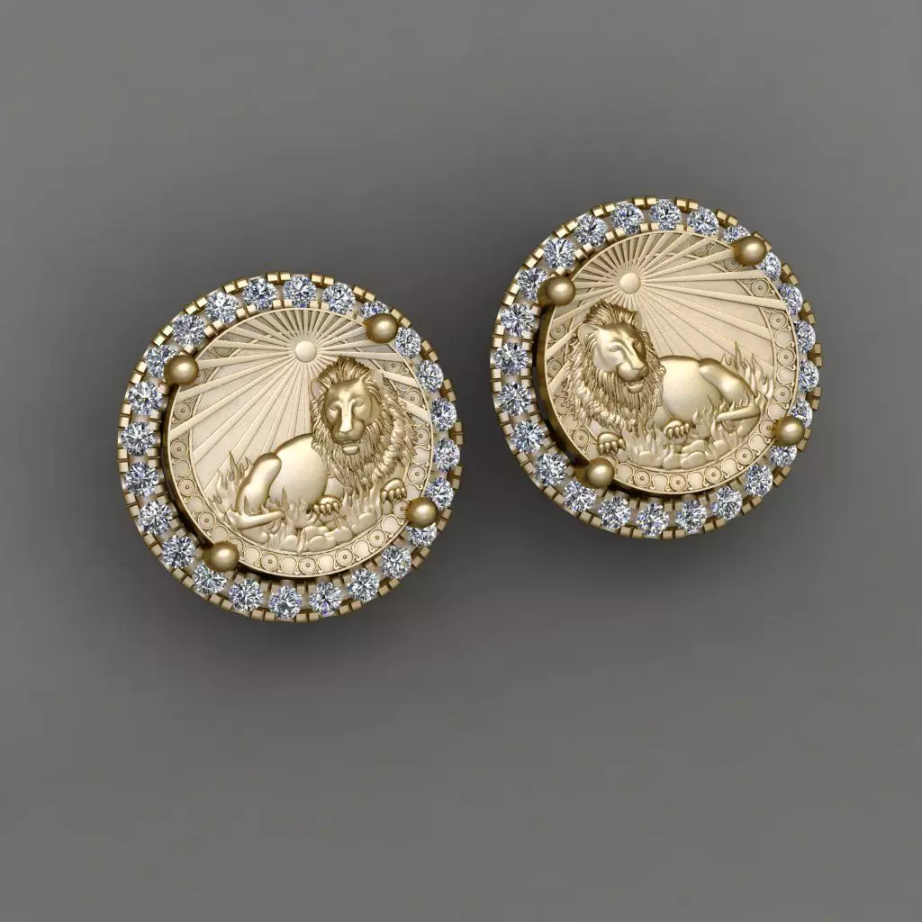Zodiac sign Lion Horoscope earring 3d Print Model 3D print model_0