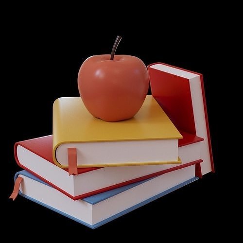 Apple and Book  Low-poly 3D model
