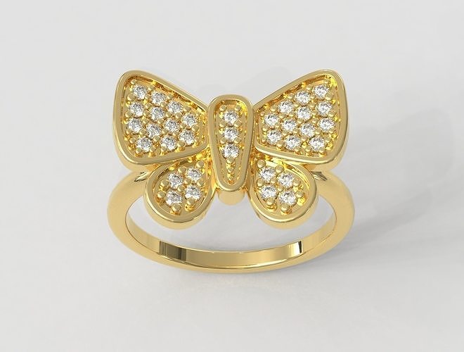 Diamond Butterfly Ring 3D print model