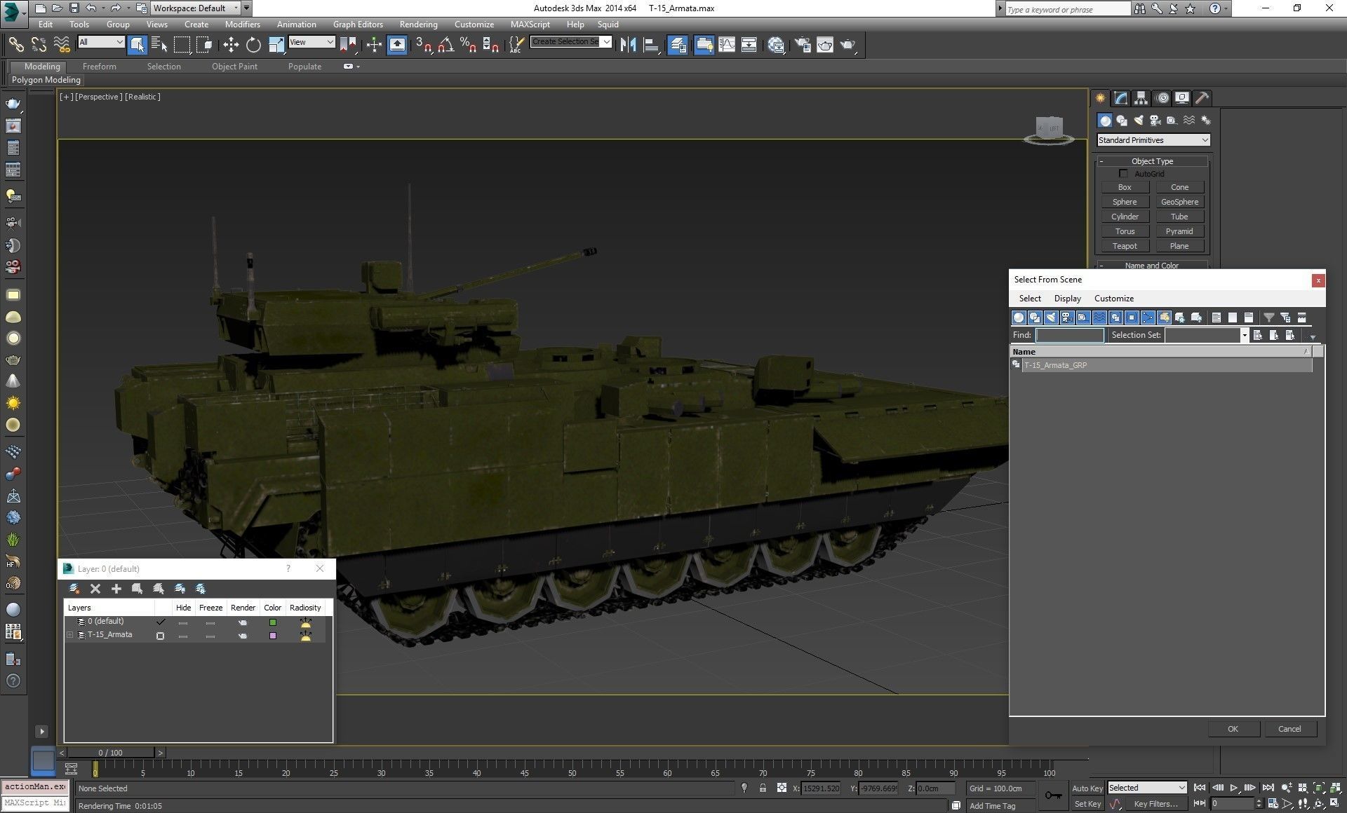 T-15 Armata Green Clean No Logo Low-poly 3D model_34