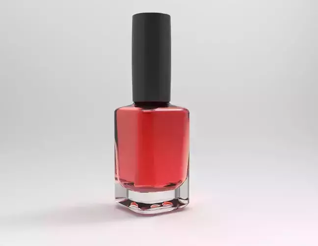 Glass Gel Nail Polish Bottle Held by a Manicured Hand - 3D Model 3D model