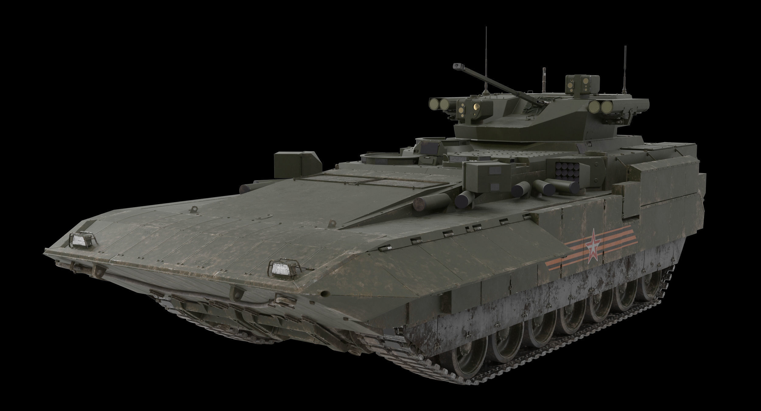 T-15 Armata Green Dirt Low-poly 3D model_13