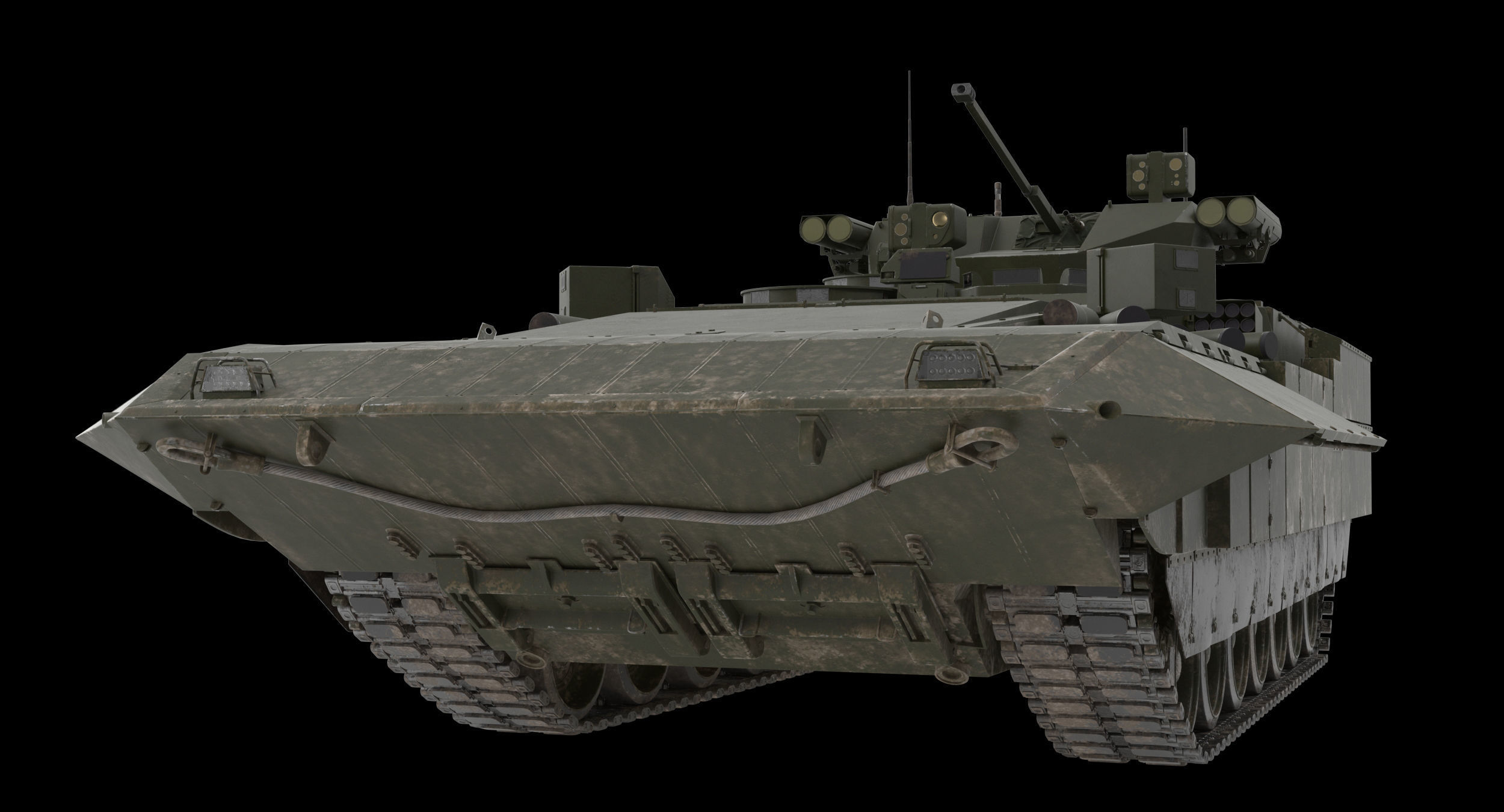 T-15 Armata Green Dirt No Logo Low-poly 3D model_9