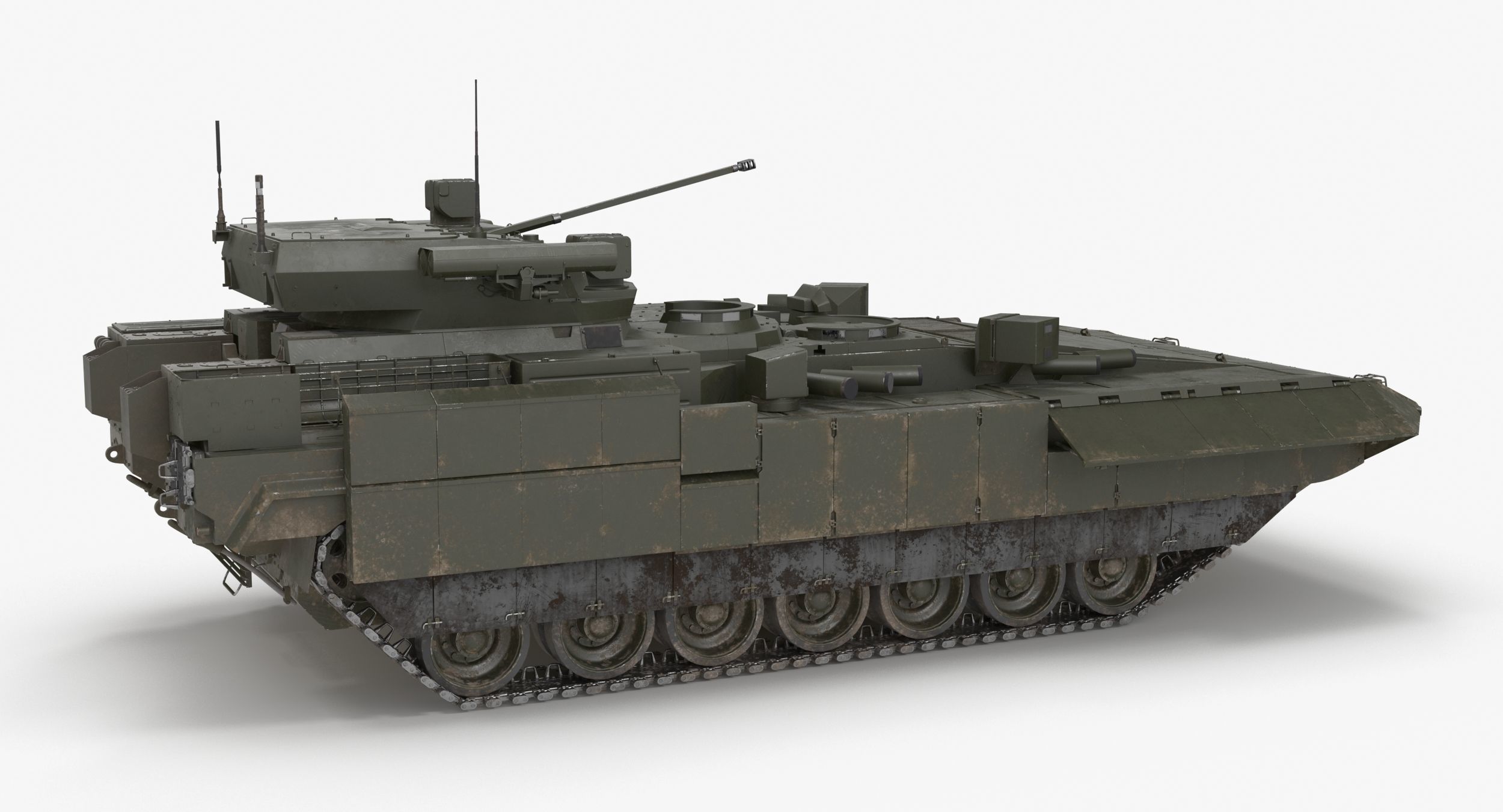 T-15 Armata Green Dirt No Logo Low-poly 3D model_2