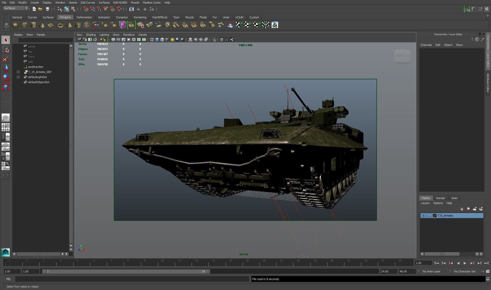 T-15 Armata Green Dirt No Logo Low-poly 3D model_36