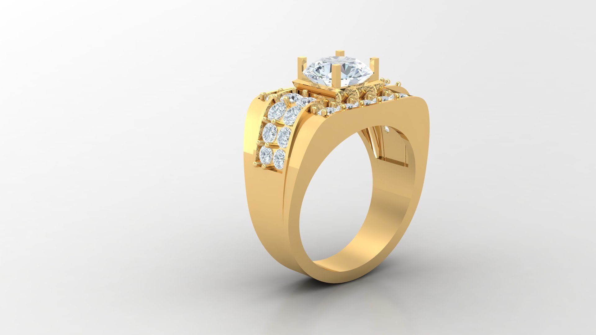 Diamond Men Ring Cad File MR 84 3D print model_2