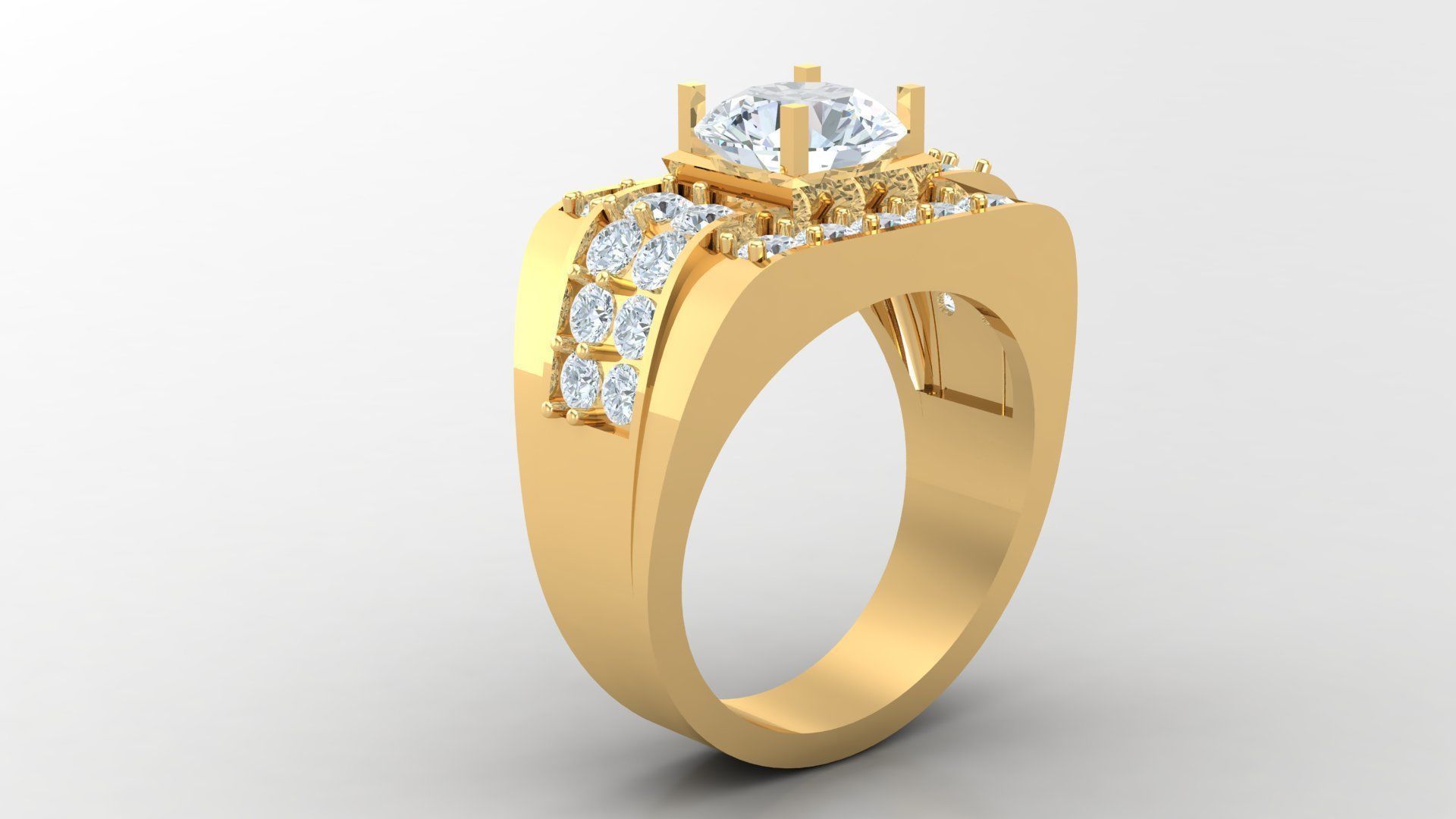 Diamond Men Ring Cad File MR 84 3D print model_3
