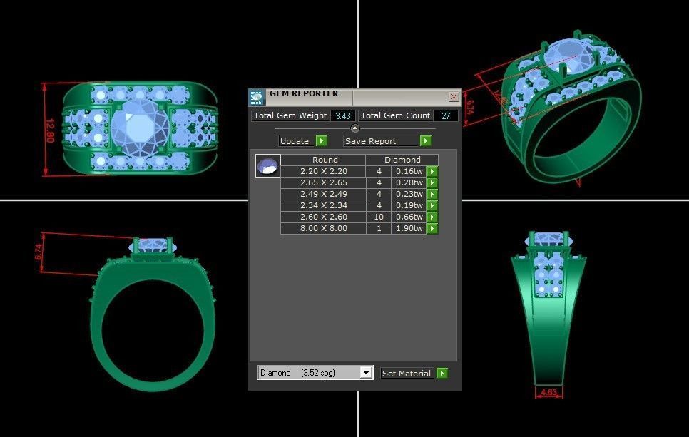 Diamond Men Ring Cad File MR 84 3D print model_1