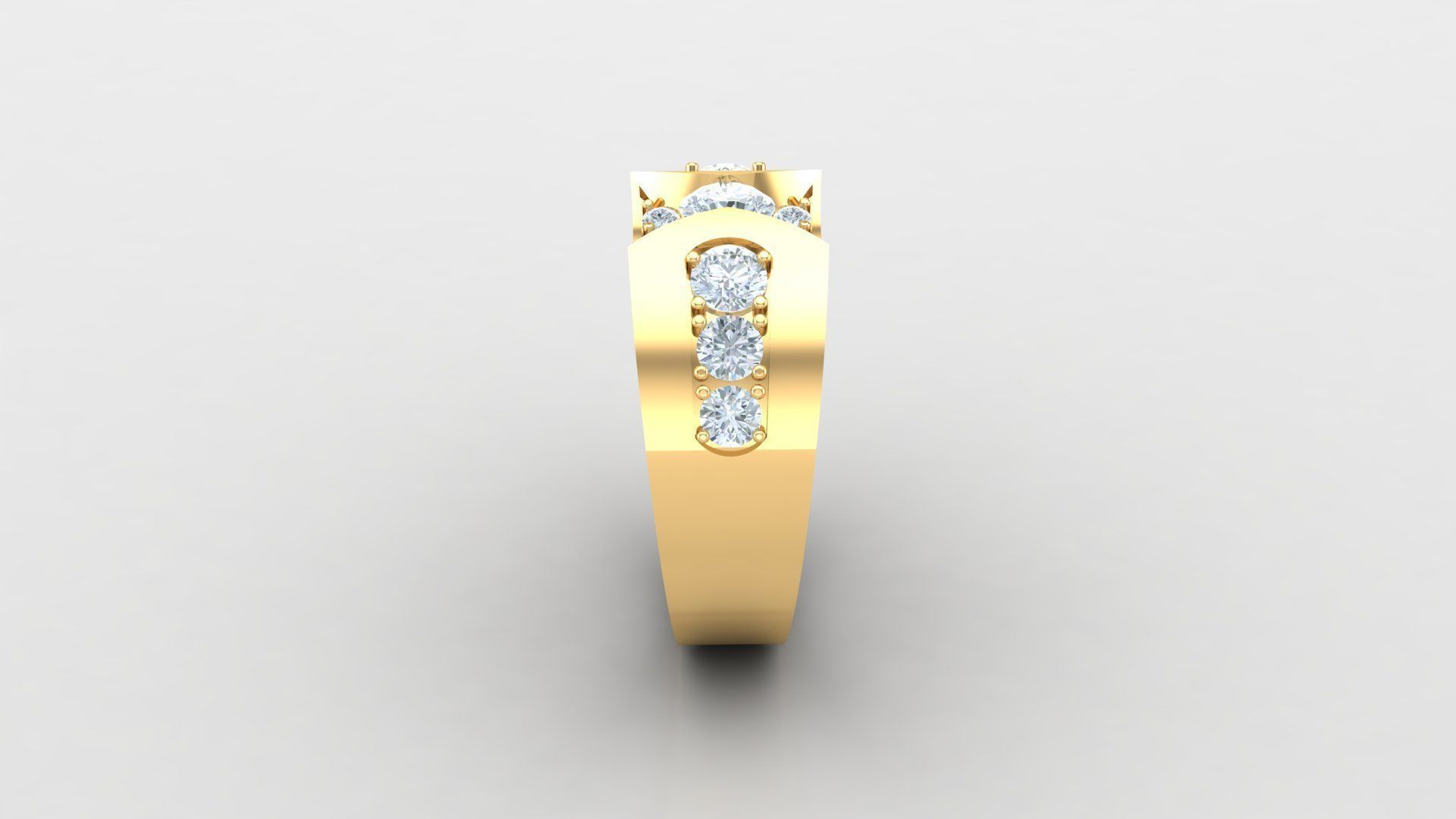 Diamond Men Ring Cad File MR 80 3D print model_5