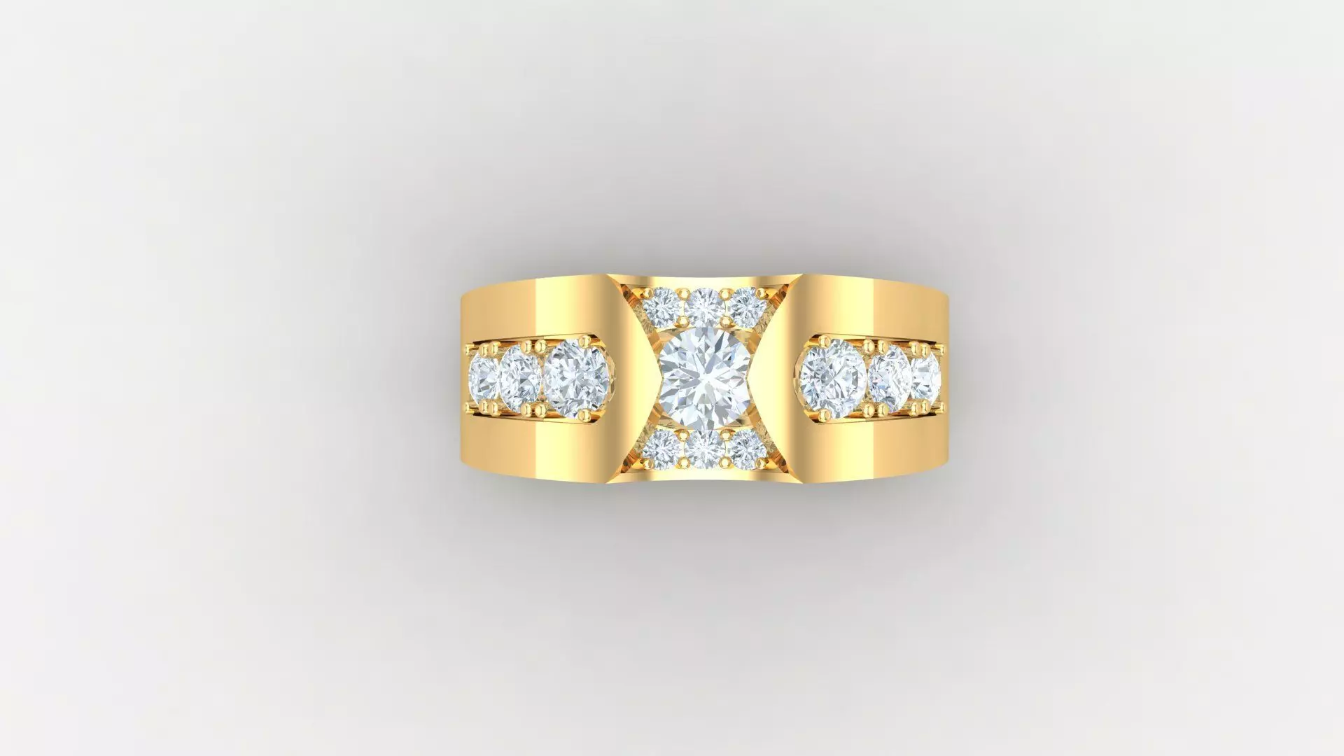 Diamond Men Ring Cad File MR 80 3D print model_0